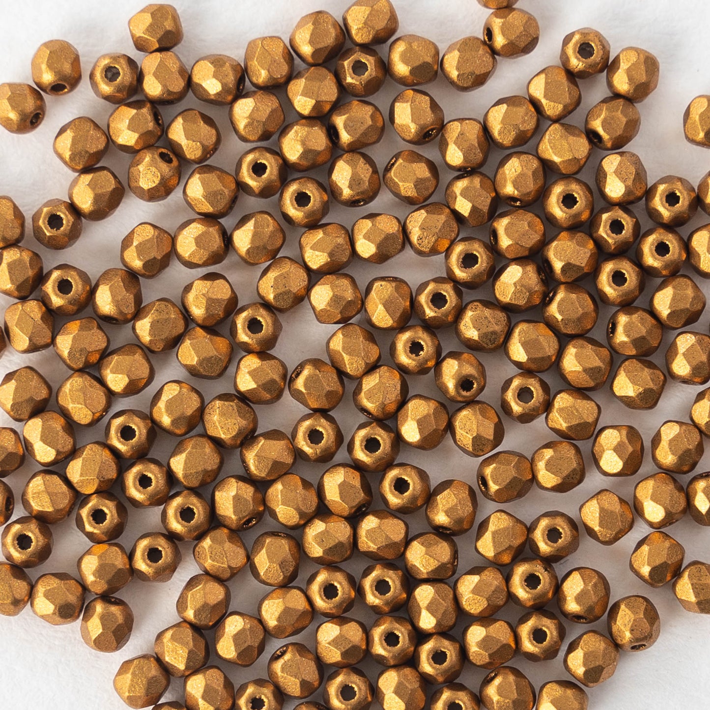 3mm Round Firepolished Beads - Antique Gold Matte - 5 Grams