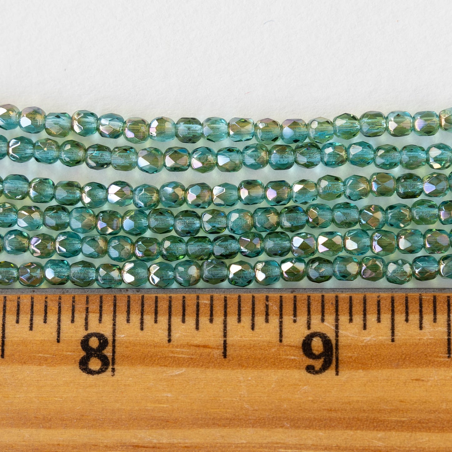 3mm Round Firepolished Beads - Aquamarine Celsian - 100 beads