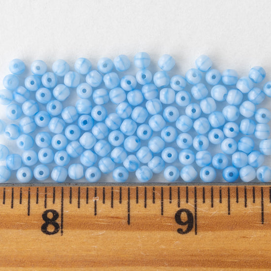 3mm Round Glass Beads - Light Blue Marble - 120 Beads – funkyprettybeads