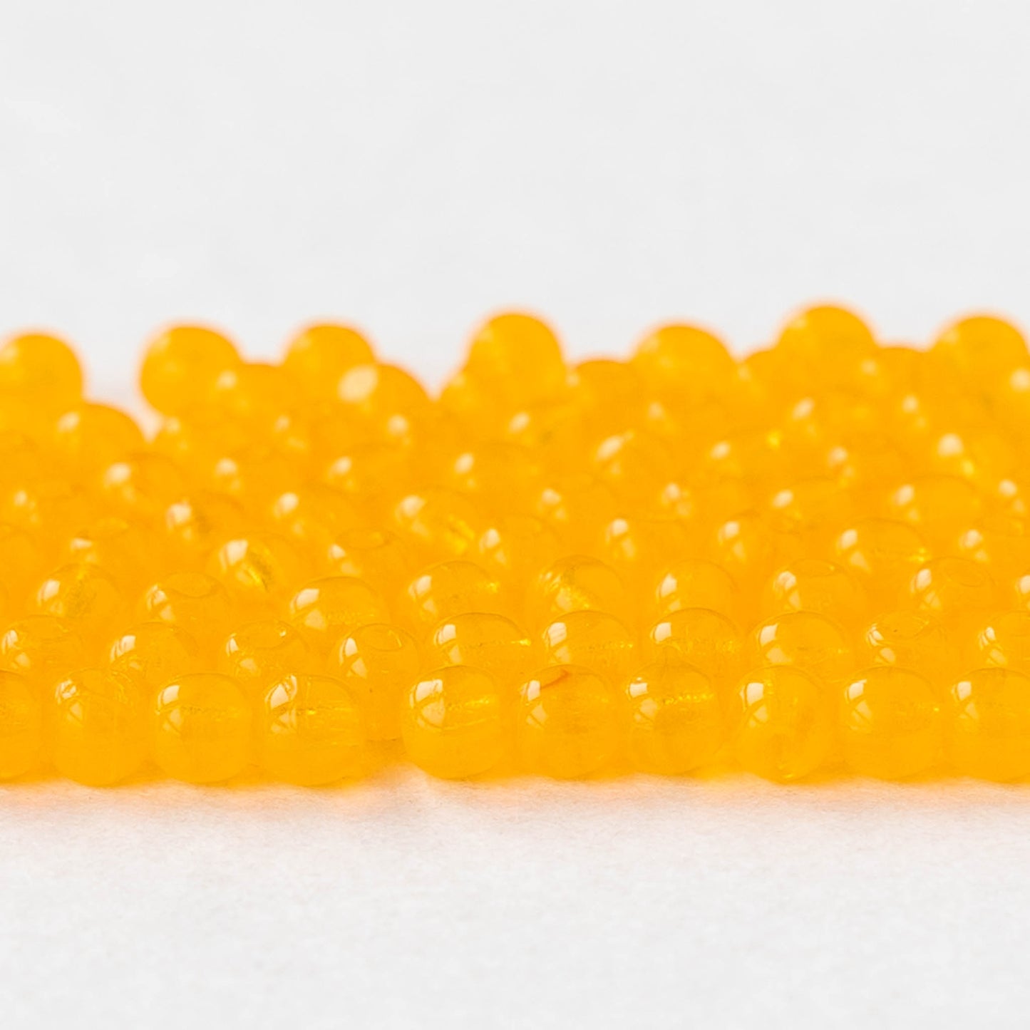 3mm Round Glass Beads - Opaline Yellow - 120 Beads