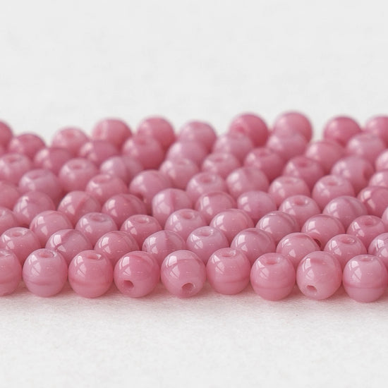 3mm Round Glass Beads - Opaque Vintage Pink  - 120 Beads