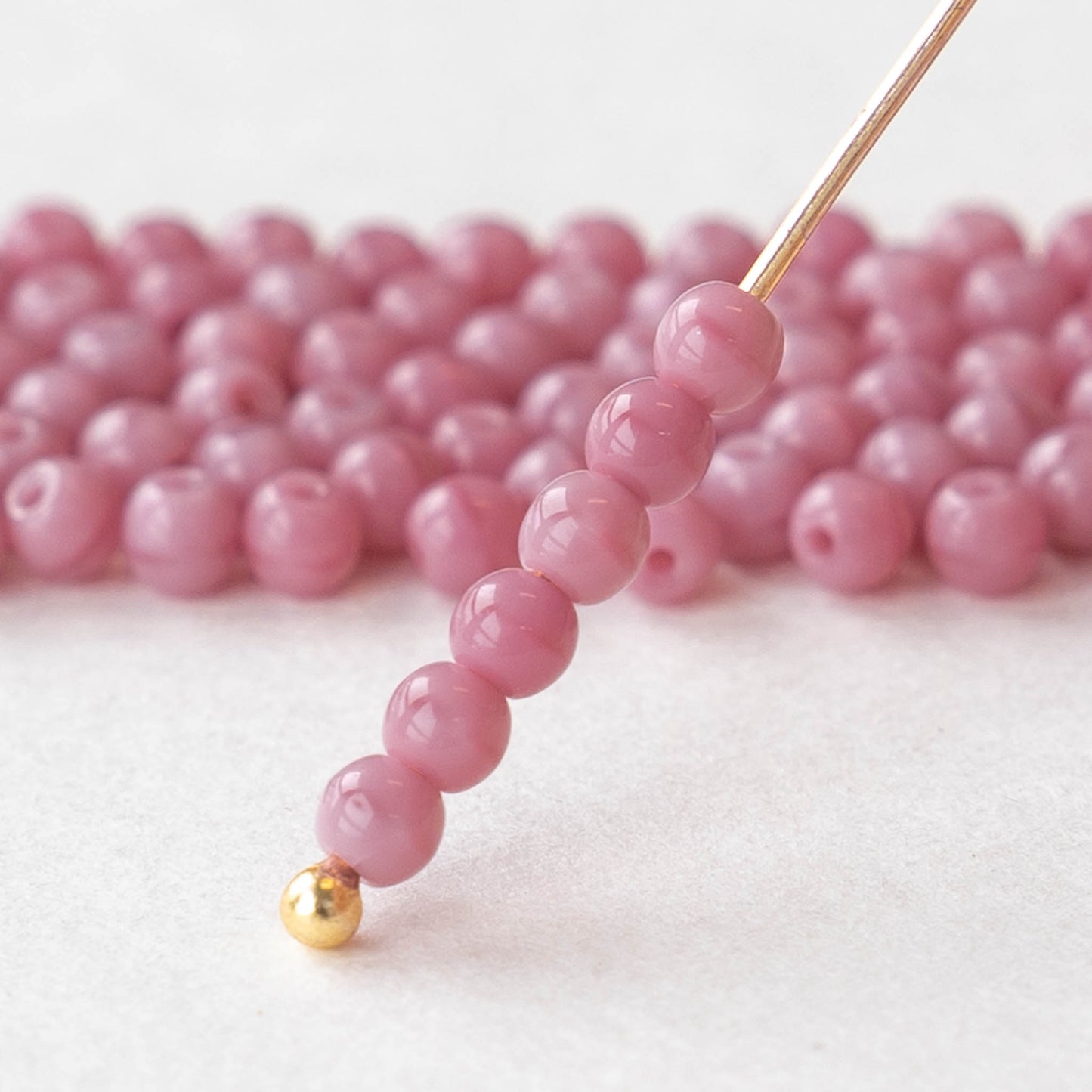 3mm Round Glass Beads - Opaque Vintage Pink  - 120 Beads