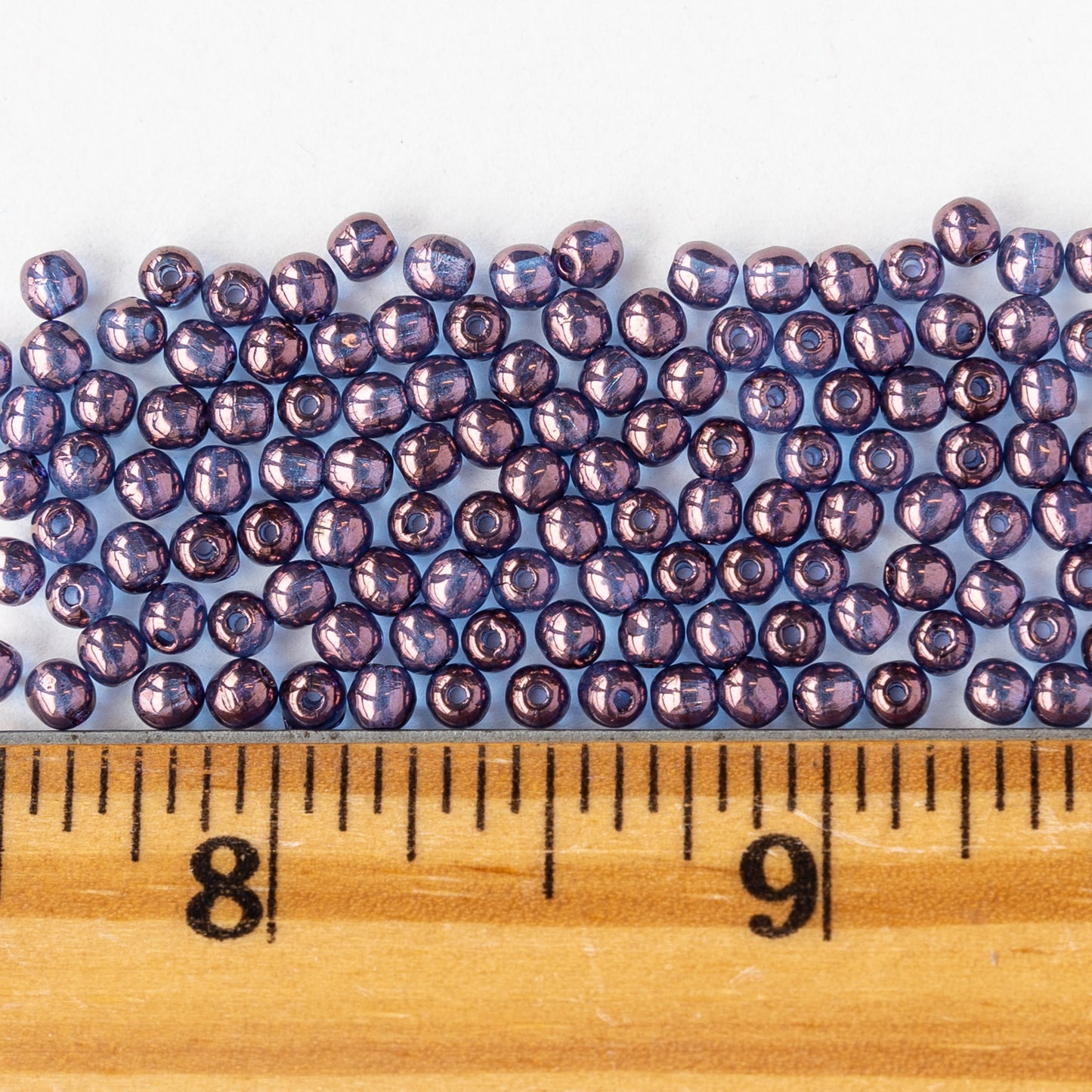 3mm Round Glass Beads -  Amethyst Luster - 120 Beads