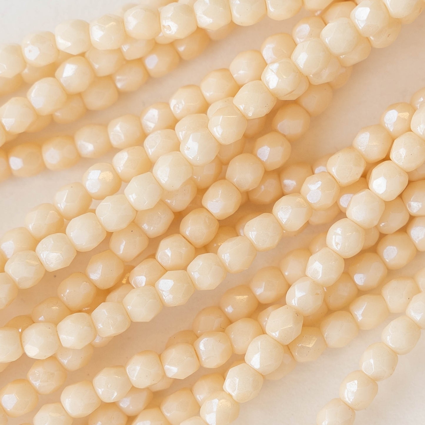 3mm Round Firepolished Beads - Ivory - 50 Beads