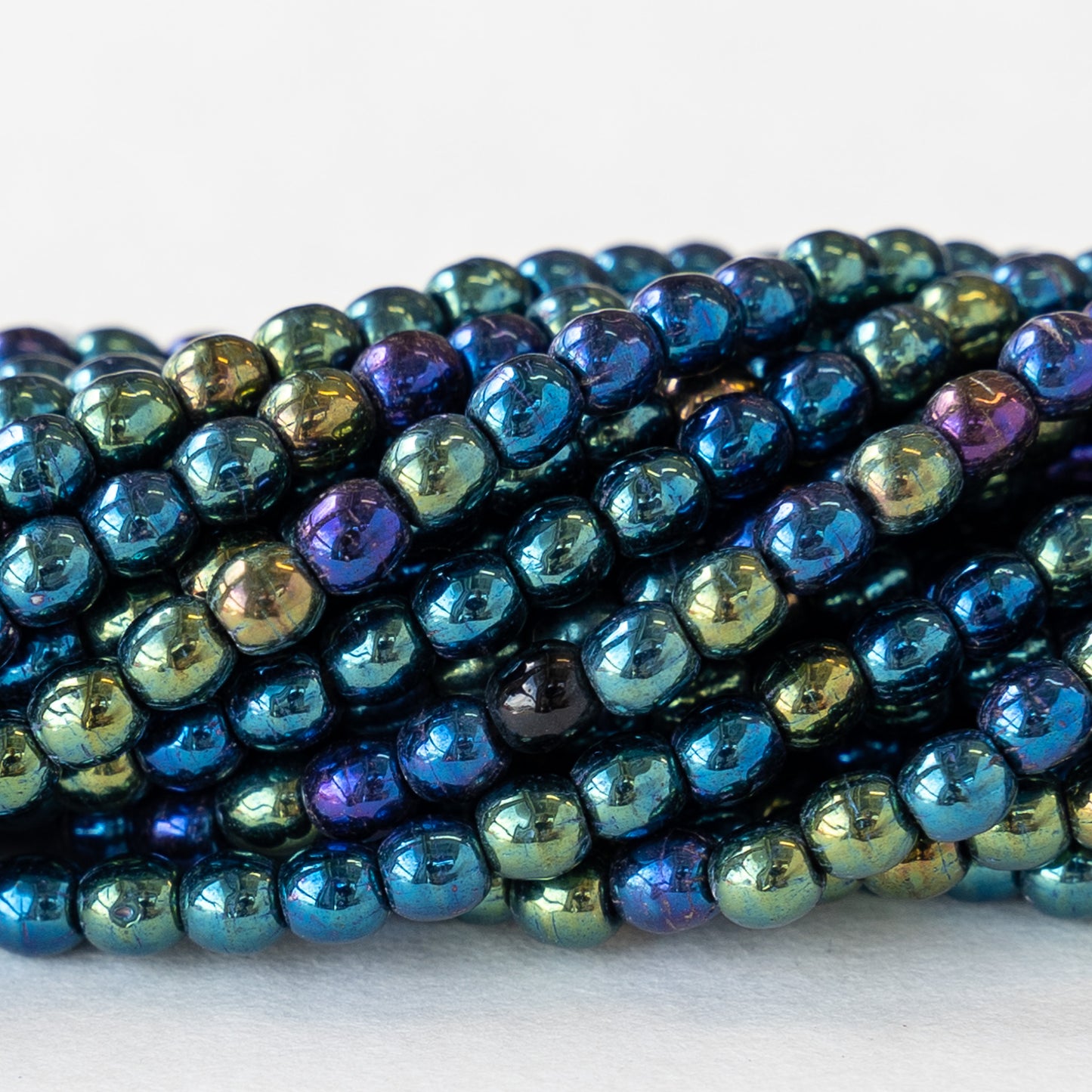 3mm Round Glass Beads - Blue Iris - 120 Beads