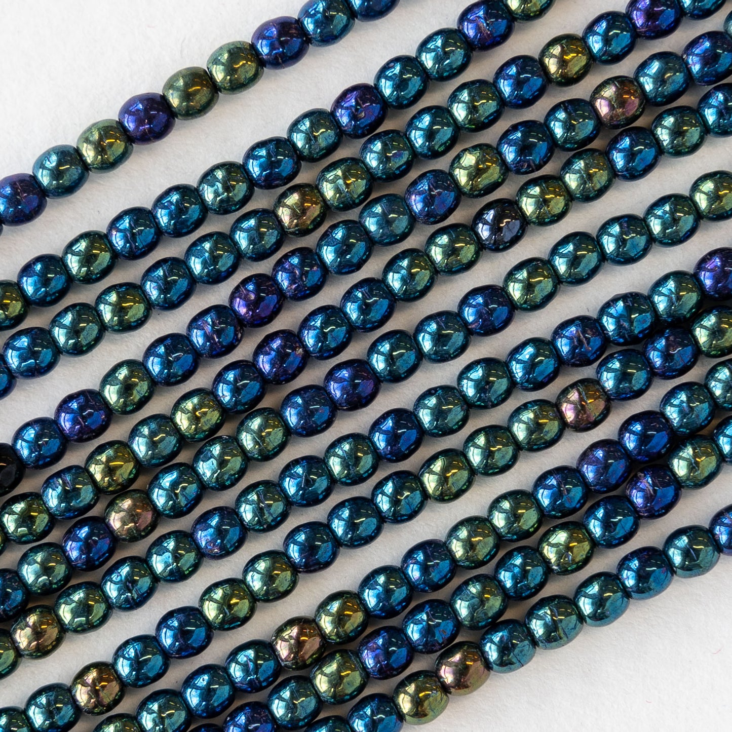 3mm Round Glass Beads - Blue Iris - 120 Beads