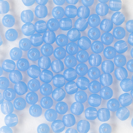 3mm Round Glass Beads - Light Blue Opaline  - 120 Beads
