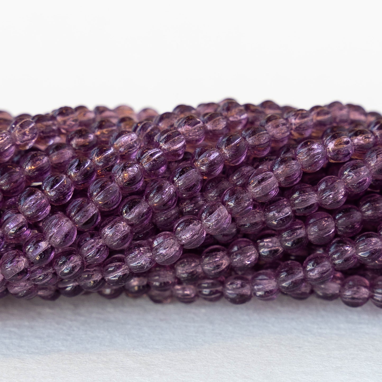 3mm Melon Beads - Amethyst - 100 Beads