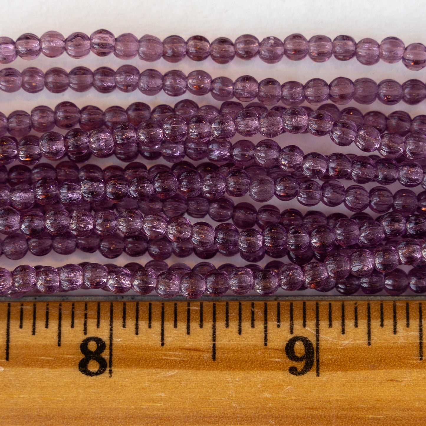 3mm Melon Beads - Amethyst - 100 Beads