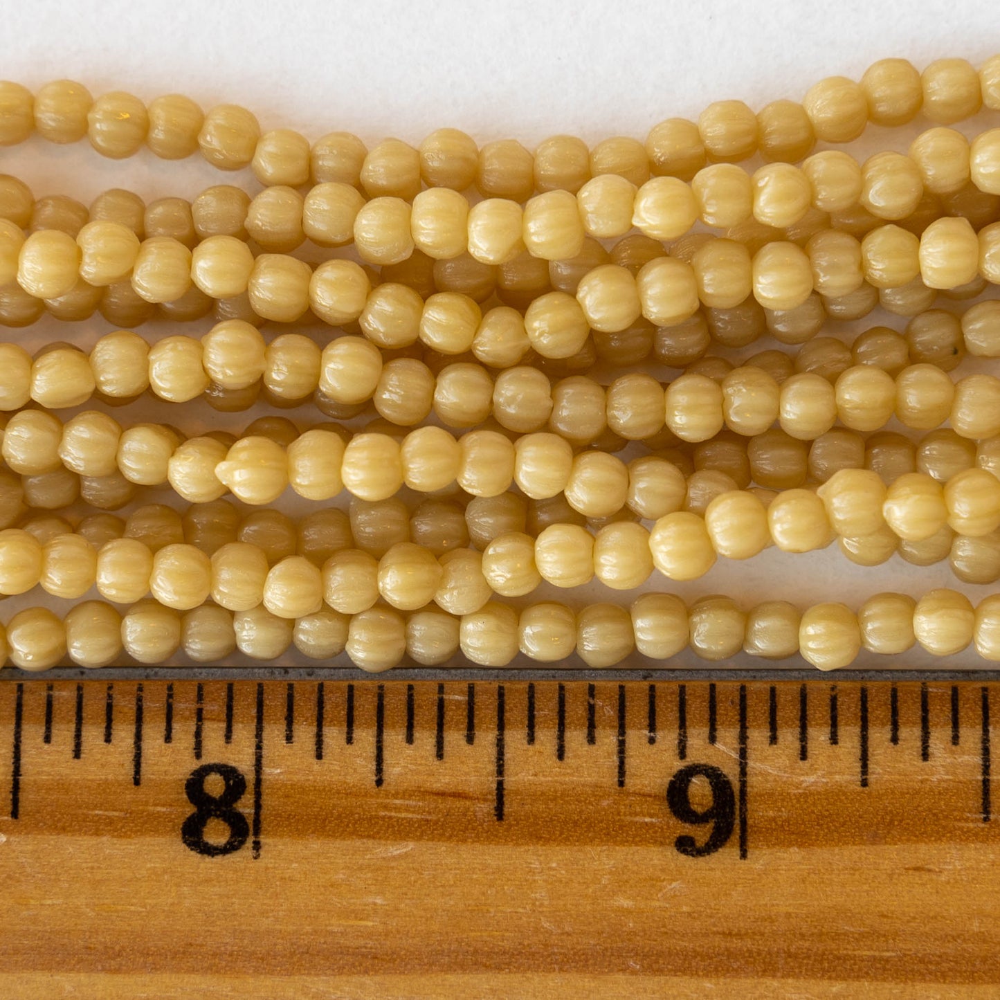 3mm Melon Beads -  Opaque Antique Beige - 100 Beads