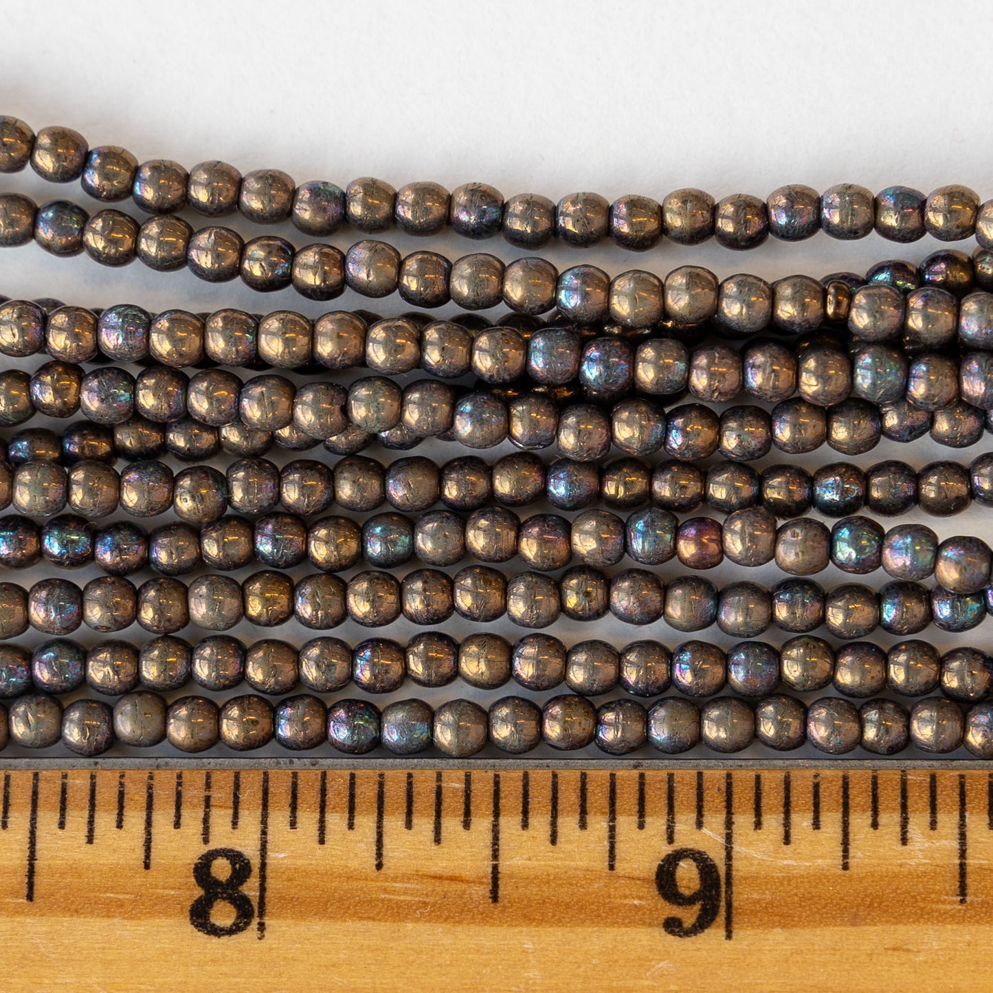 3mm Round Glass Beads - Oxidized Bronze Clay - 100 Beads