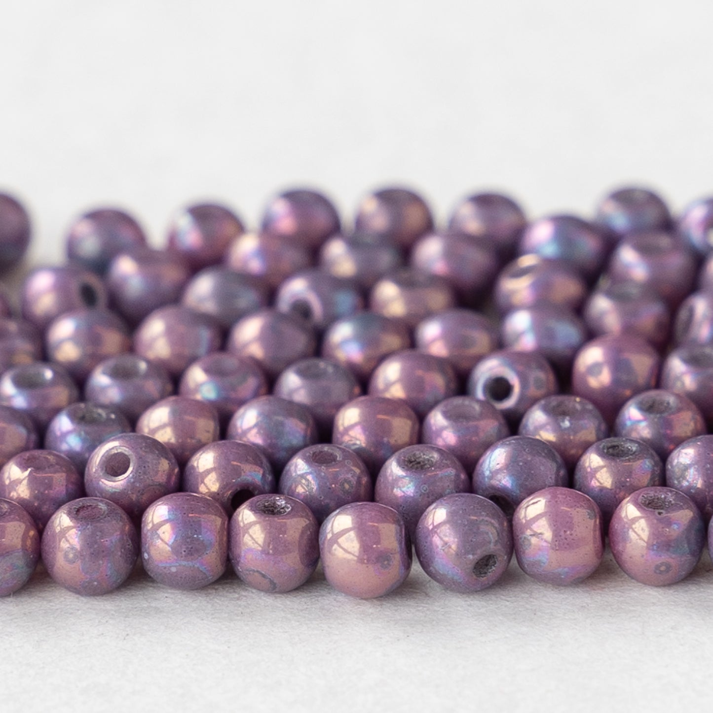 Load image into Gallery viewer, 3mm Round Glass Beads - Opaque Purple Luster - 120 Beads
