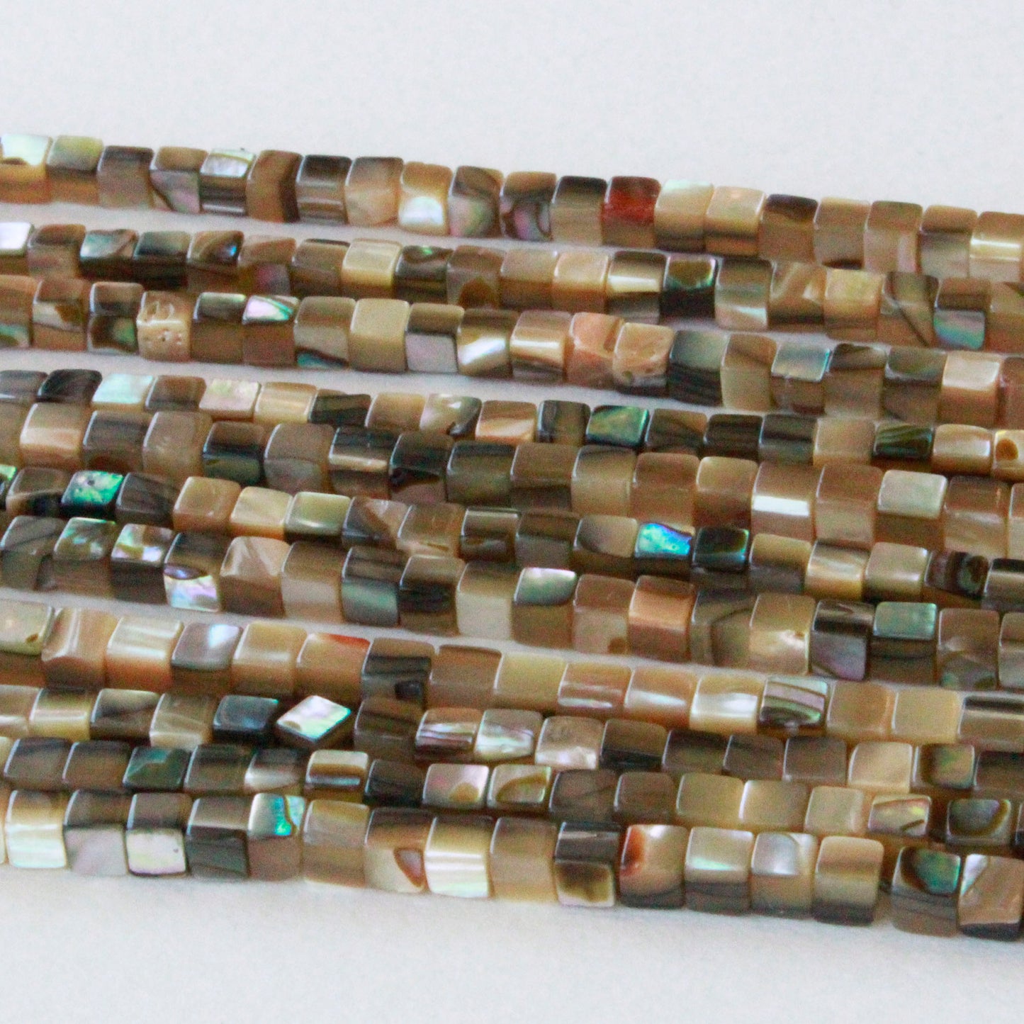 3mm Abalone Cube Beads - 16 Inch Strand