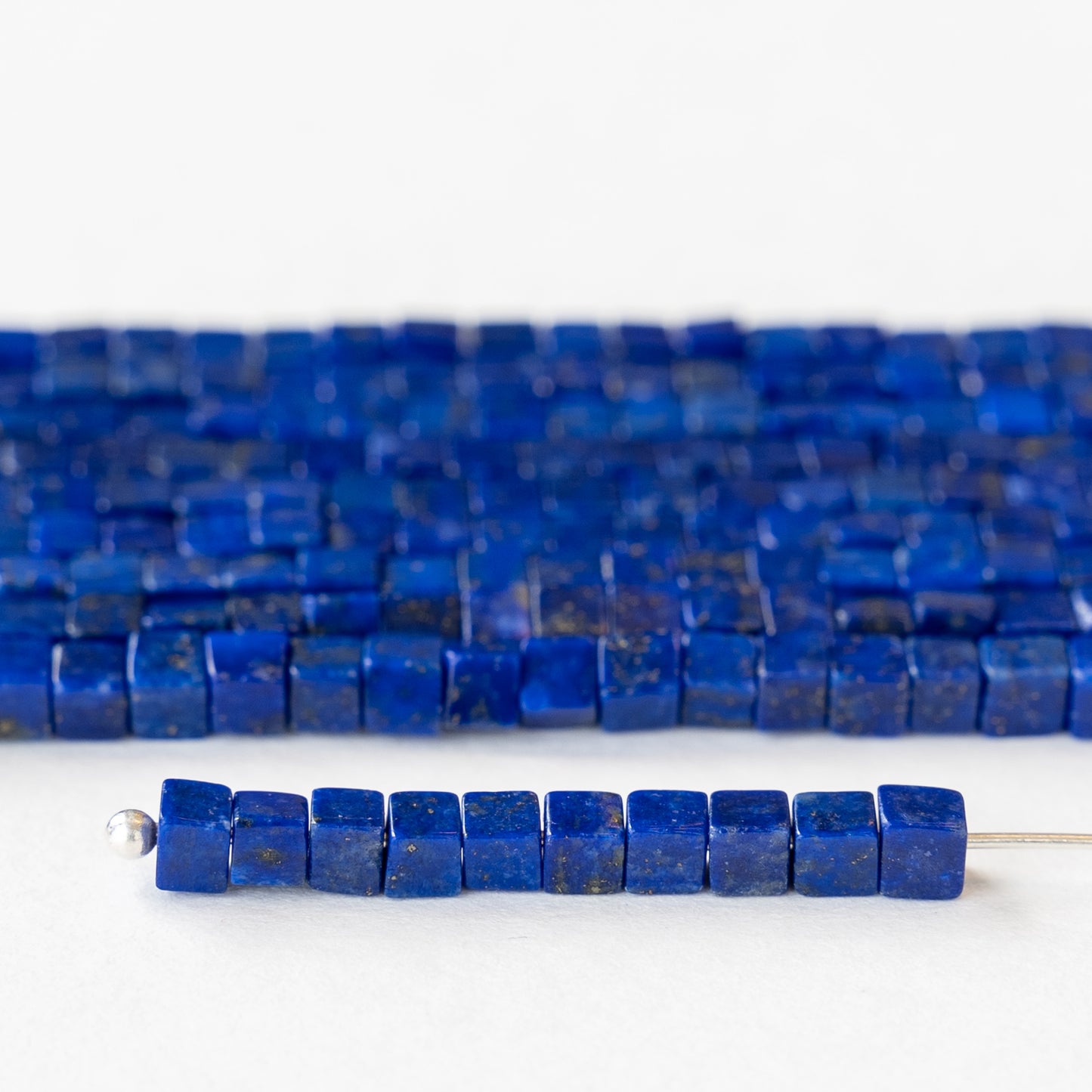 3mm Cube Beads - Lapis Lazuli - 16 inches