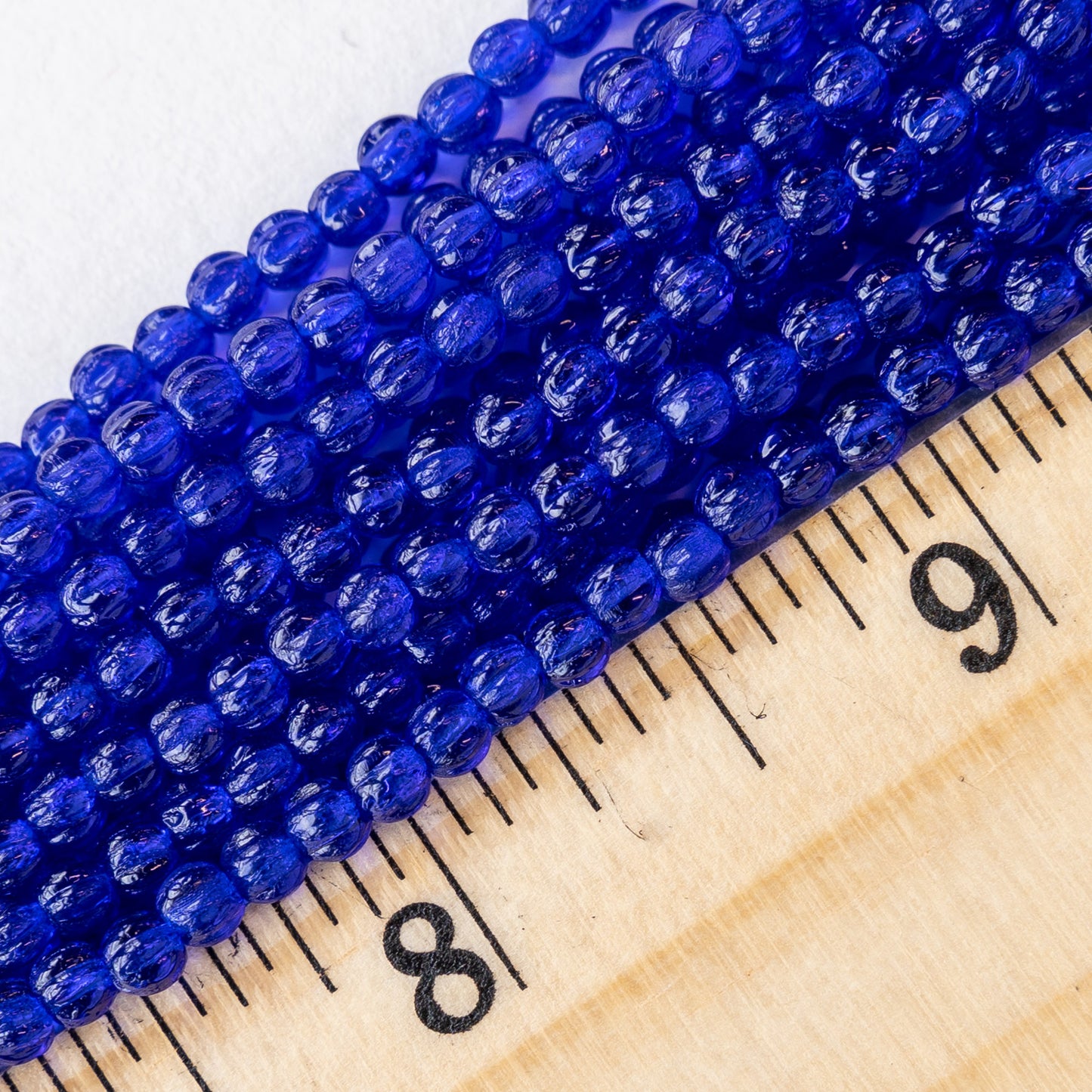 3mm Glass Melon Beads - Cobalt Blue - 100 Beads