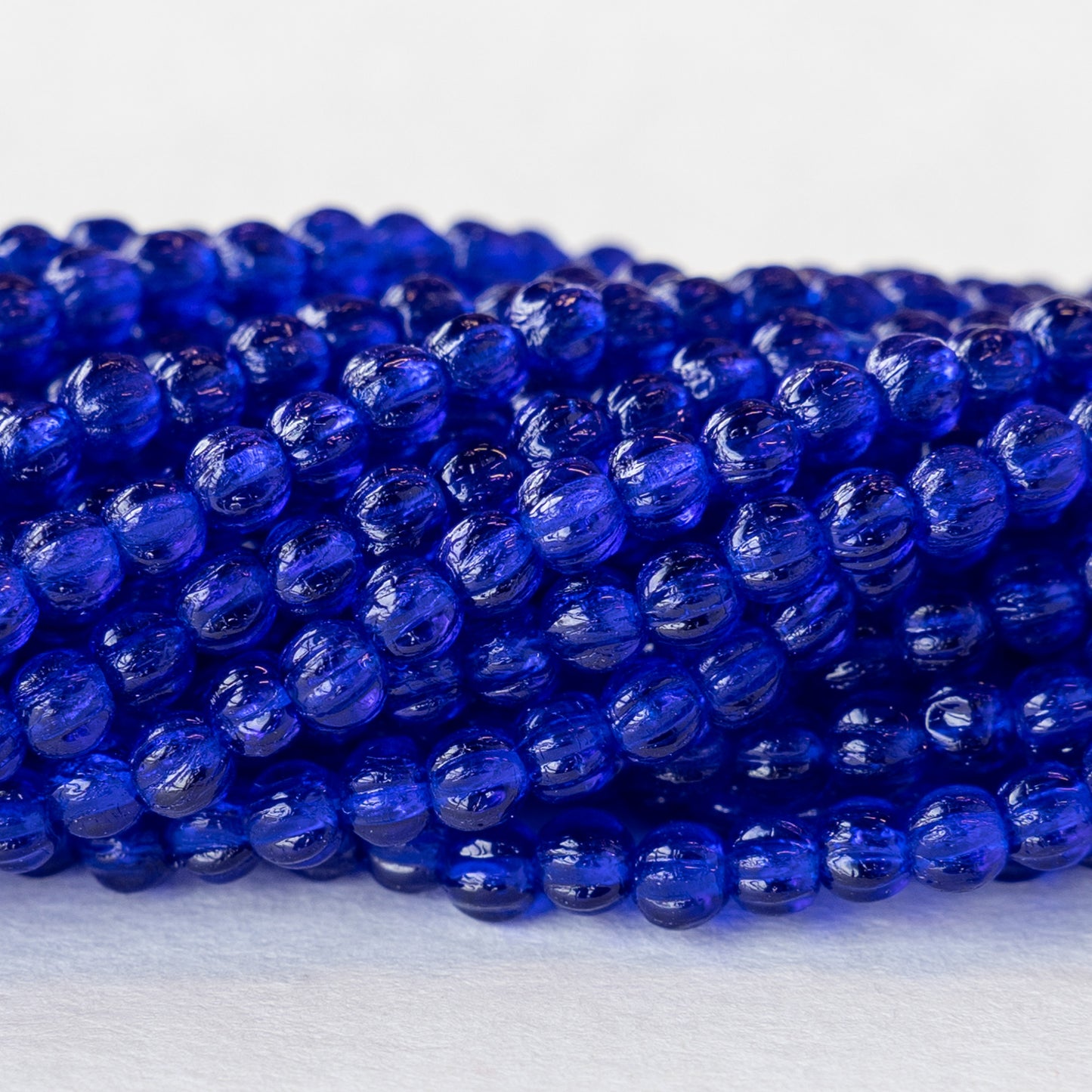 3mm Glass Melon Beads - Cobalt Blue - 100 Beads