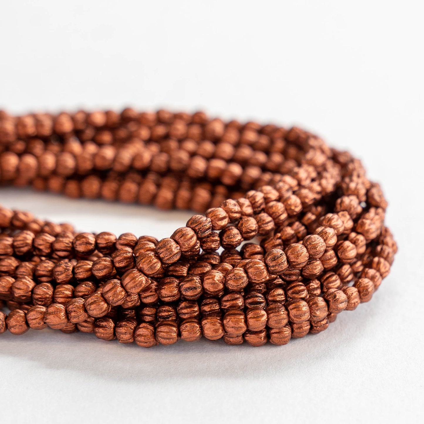 3mm Glass Melon Beads - Copper - 100 Beads
