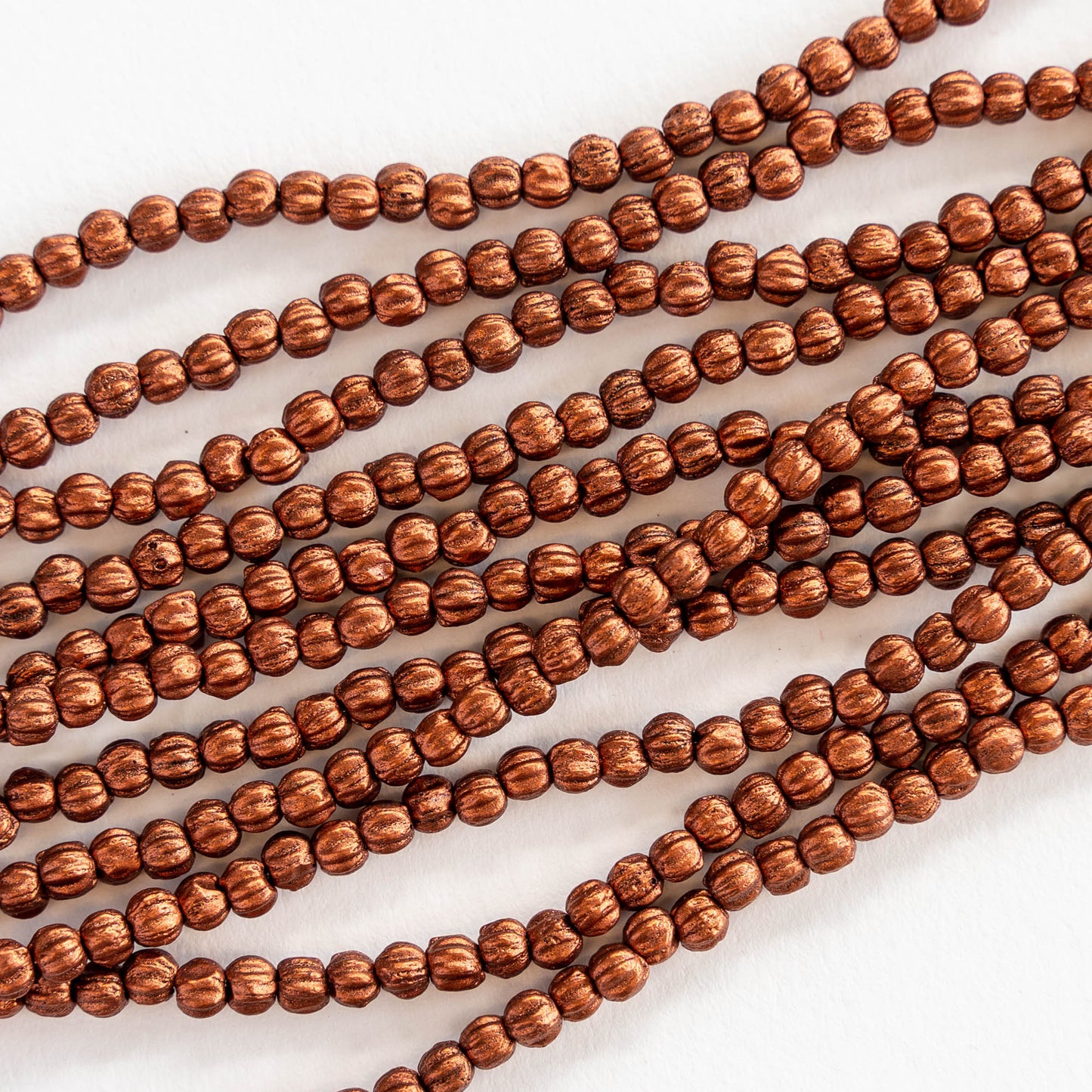 3mm Glass Melon Beads - Copper - 100 Beads