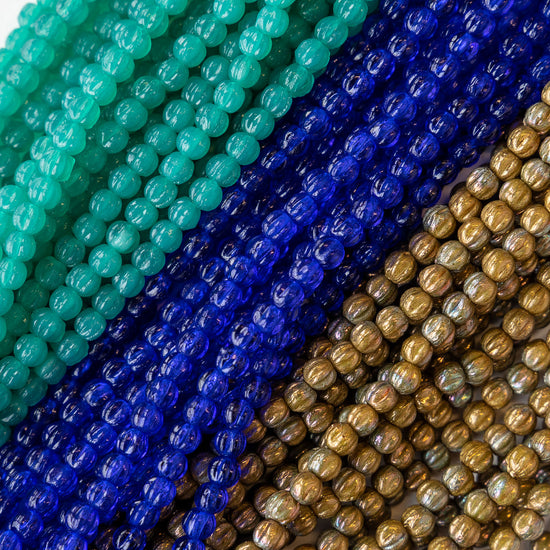 Load image into Gallery viewer, 3mm Glass Melon Beads - Cobalt Blue - 100 Beads
