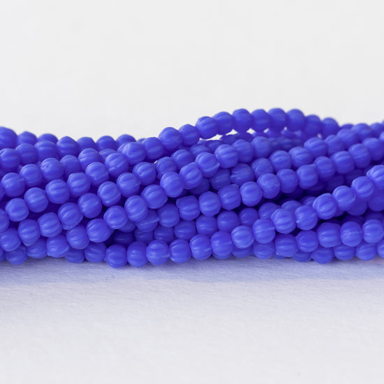 3mm Melon Beads - Opaque Matte Azure Blue - 58 beads