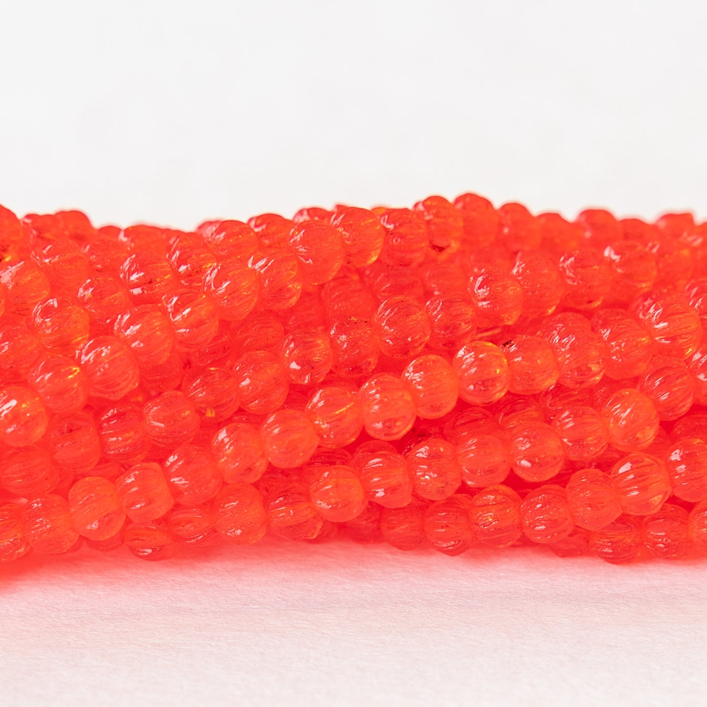 3mm Glass Melon Beads - Orange Hyacinth - 100 Beads