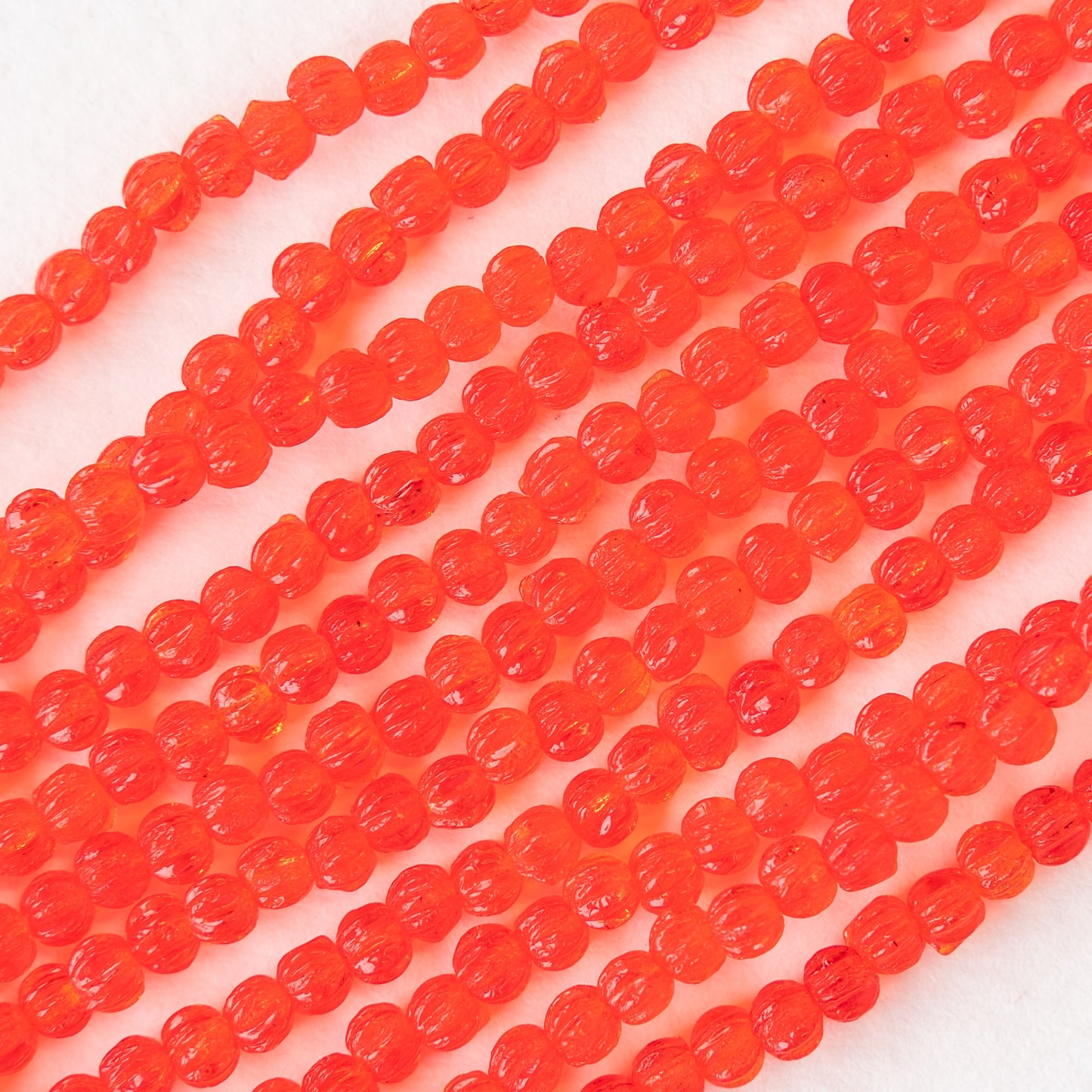 Load image into Gallery viewer, 3mm Glass Melon Beads - Orange Hyacinth - 100 Beads
