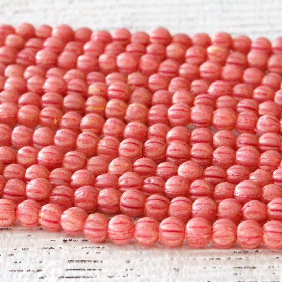 3mm Melon Beads - Watermelon Pink- 100 Beads