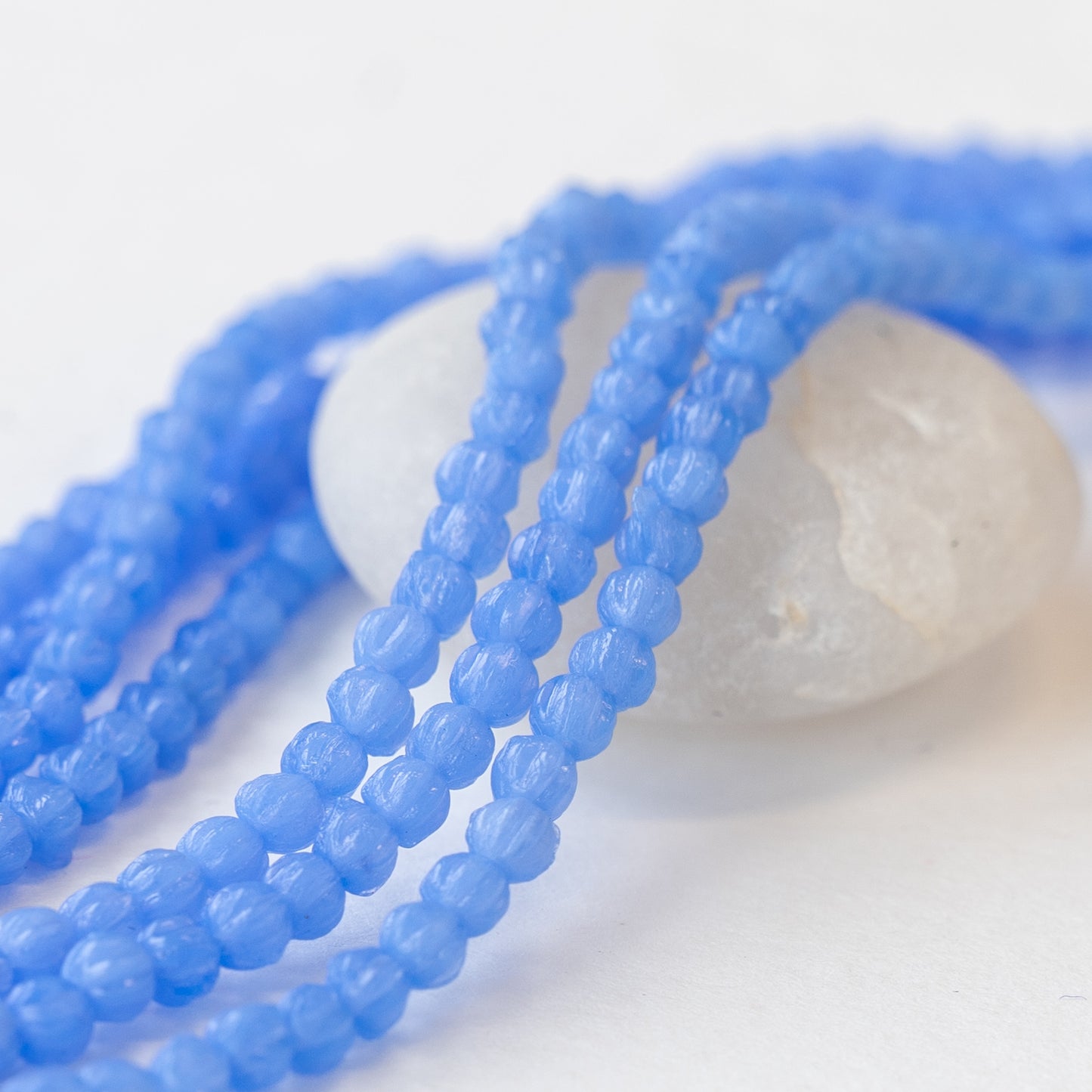 Load image into Gallery viewer, 3mm Melon Beads - Milky Sky Blue - Choose Amount
