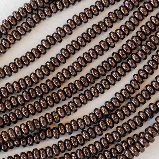 3mm Rondelle Beads - Metallic Bronze - 100 beads