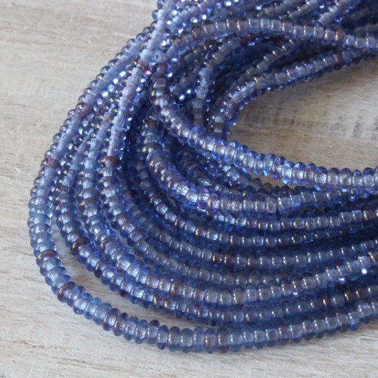 3mm Rondelle Beads - Tanzanite Pink Luster - 100 Beads