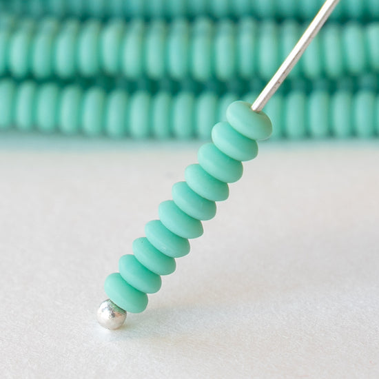 3mm Rondelle Beads - Matte Turquoise - 100 Beads