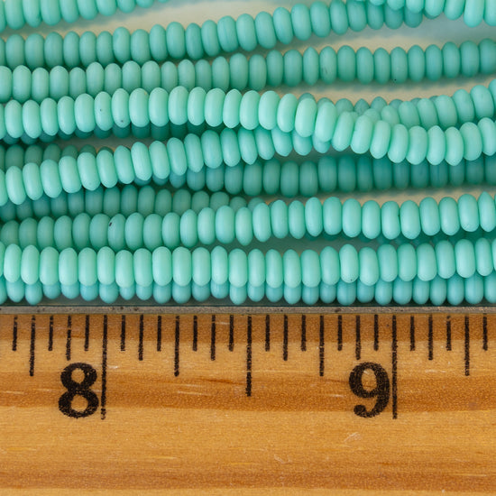 3mm Rondelle Beads - Matte Turquoise - 100 Beads