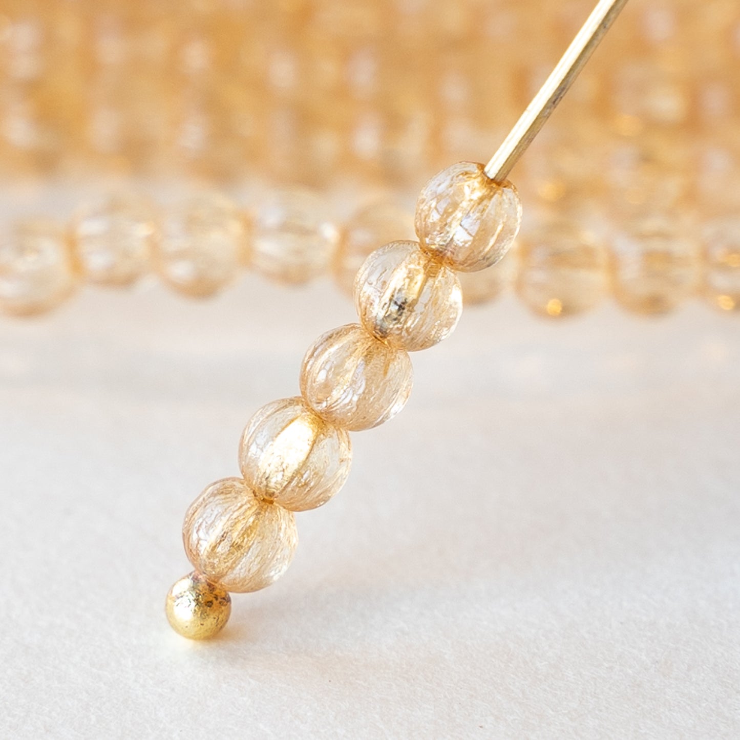3mm Melon Beads - Champagne Luster - 100 Beads