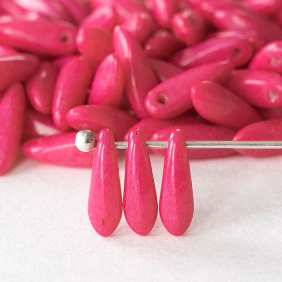 11mm Dagger Beads - Opaque Hot Pink - 100