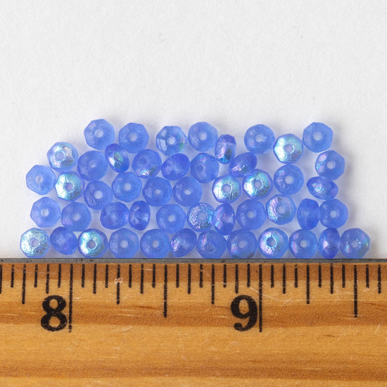 Load image into Gallery viewer, 3x4mm Rondelle Beads - Etched Cornflower Blue AB - 10 beads

