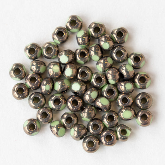 Size 6 Tri-cut Beads -  Lovely Light Green With Bronze - 50 beads
