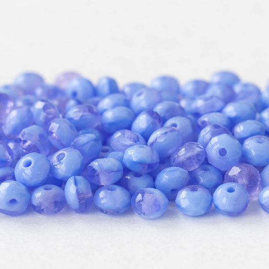 3x5mm Rondelle Beads - Periwinkle Blue and Lavender- 50 Beads