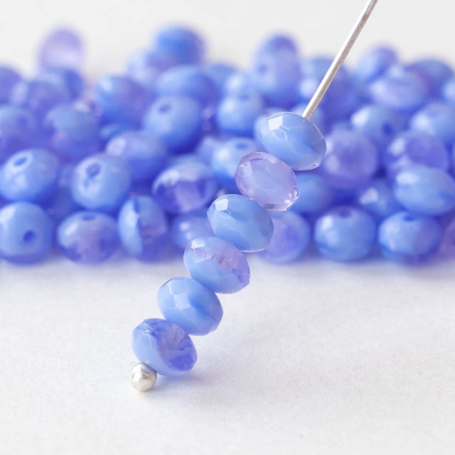 3x5mm Rondelle Beads - Periwinkle Blue and Lavender- 50 Beads