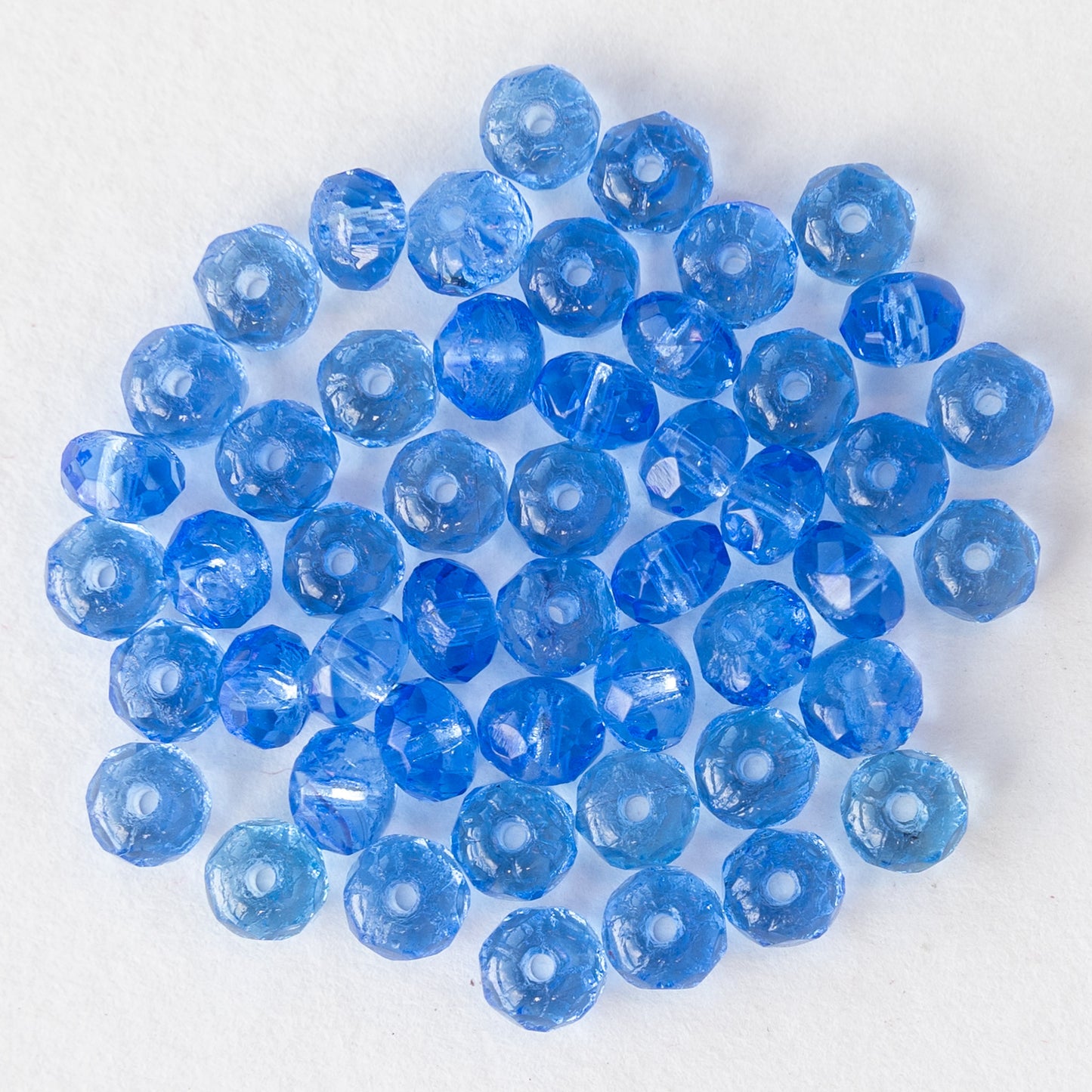 3x5mm Firepolished Rondelles - Light Sapphire - 100 Beads