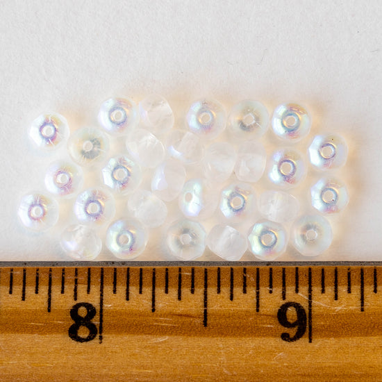 3x5mm Firepolished Rondelles - Crystal Matte AB - 30 beads