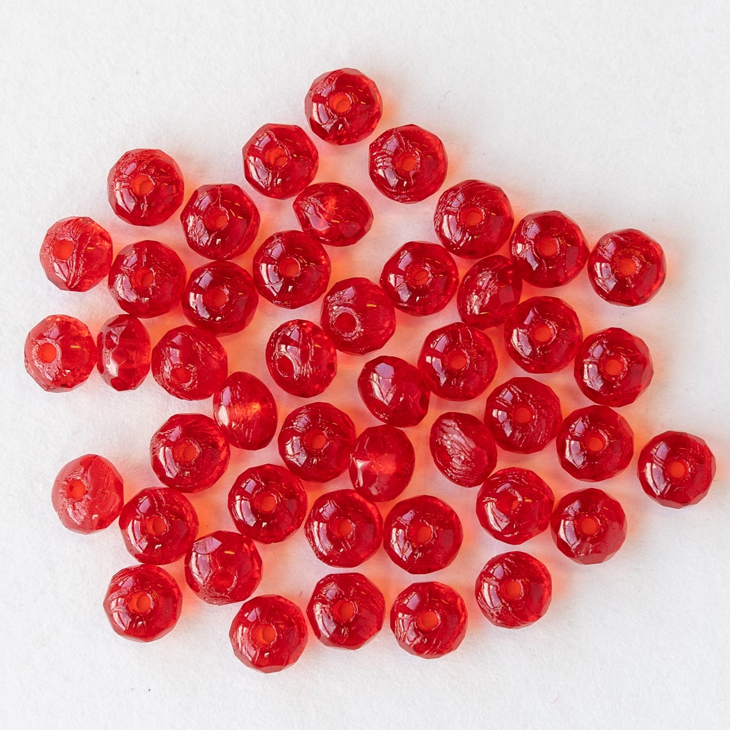 Load image into Gallery viewer, 3x5mm Firepolished Rondelles - Red - 100 Beads
