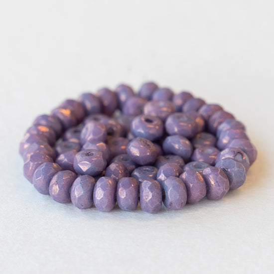 3x5mm Firepolished Rondelles - Opaque Purple Pink Luster - 30 Beads