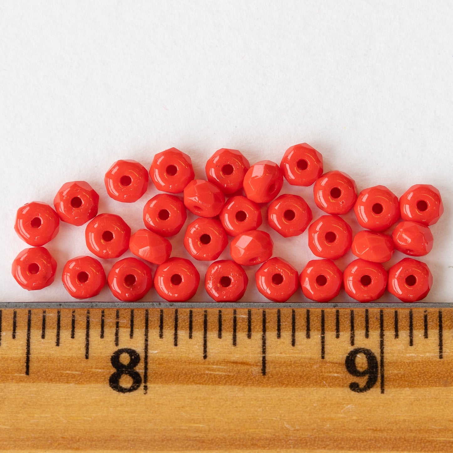 3x5mm Rondelle - Coral Red - 50 beads