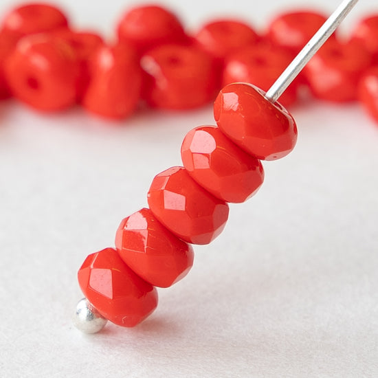 3x5mm Rondelle - Coral Red - 50 beads