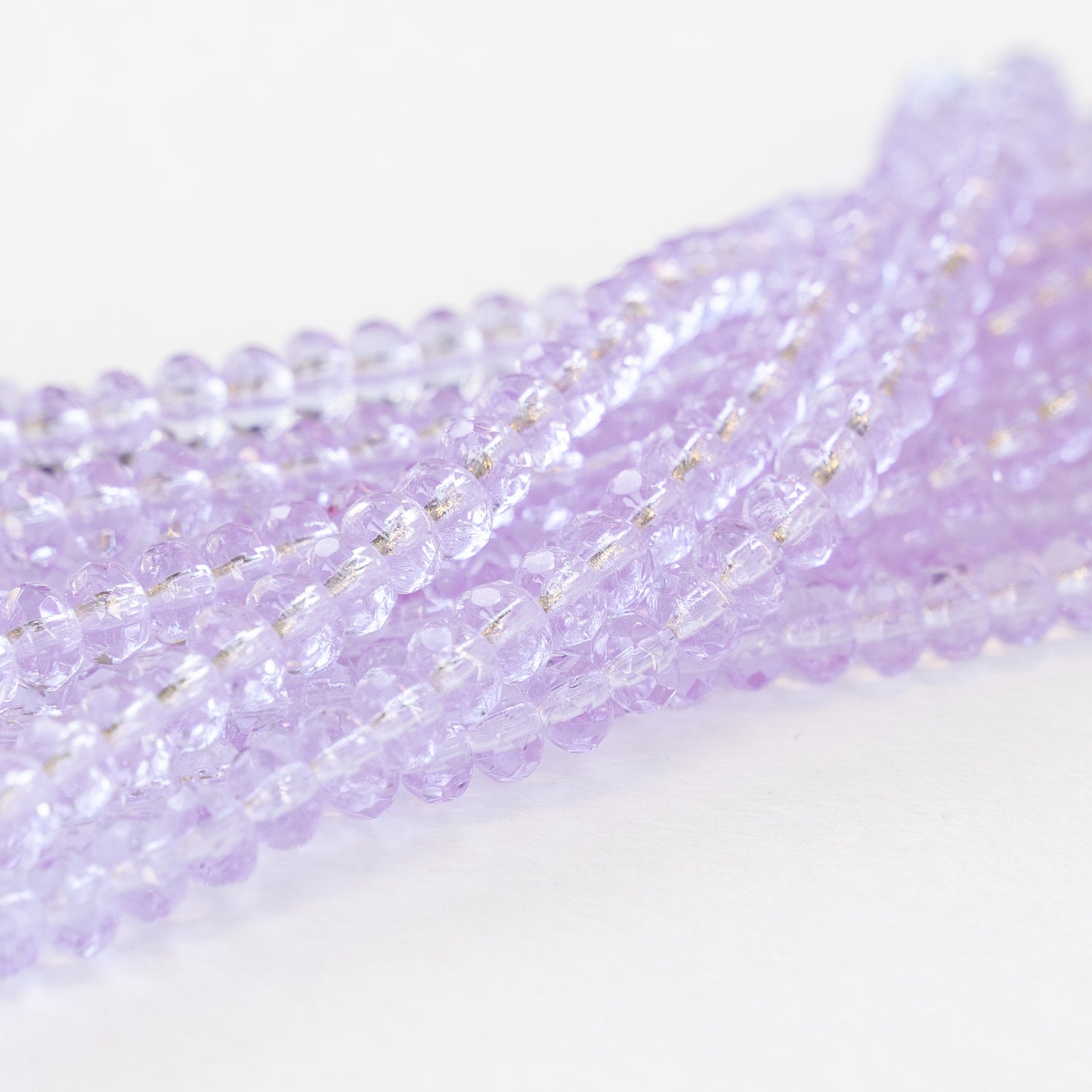 3x5mm Rondelle Beads -  Light Lavender  - 30 Beads