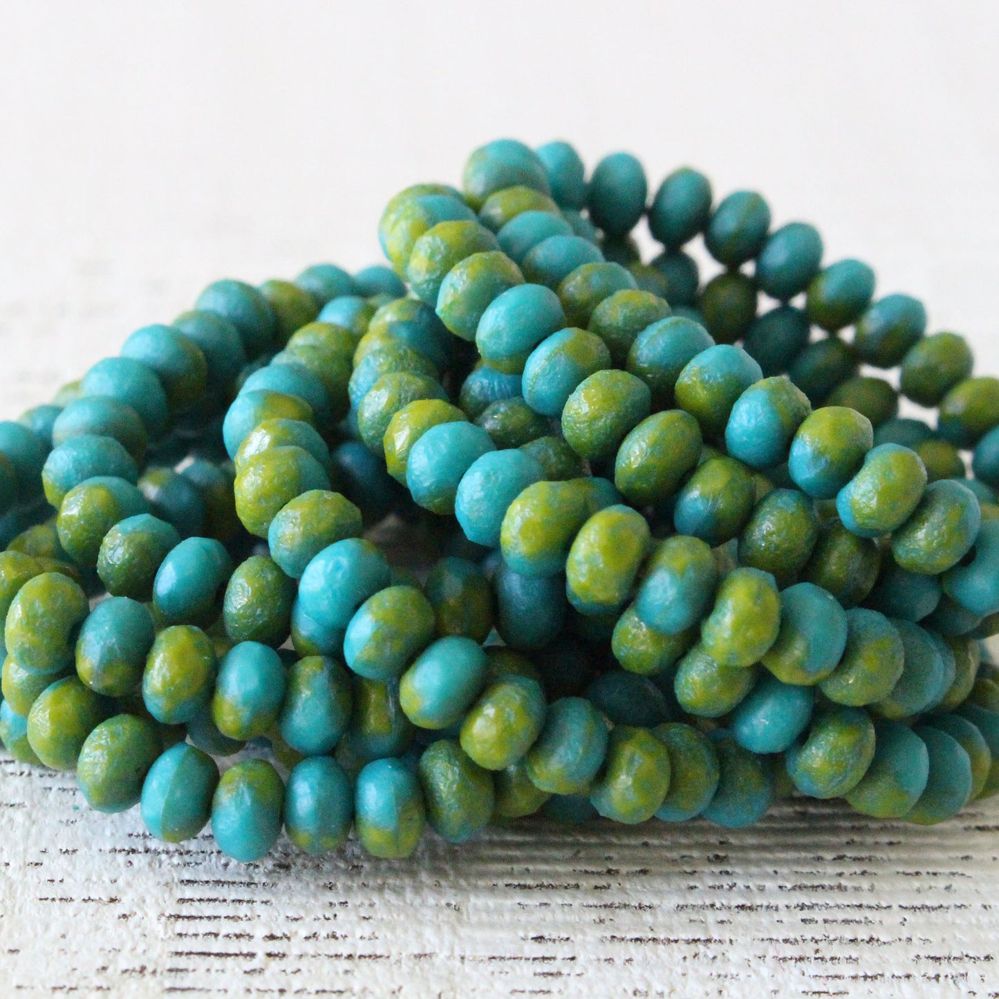 Load image into Gallery viewer, 3x5mm Rondelle Beads - Matte Turquoise Aqua - 30 Beads
