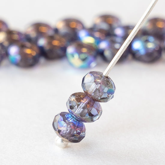 3x5mm Rondelle Beads - Lavender Bronze AB - 30 beads