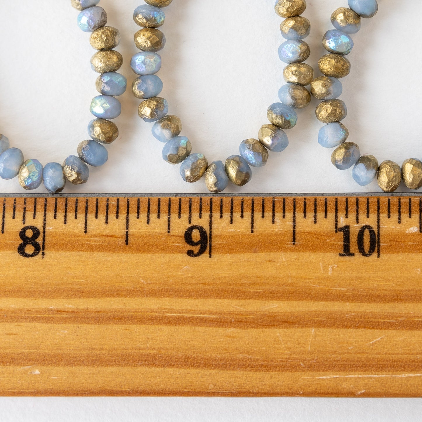 3x5mm Rondelle Beads - Cornflower with an Etched Gold Finish - 30 beads