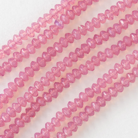 3x5mm Firepolished Rondelles - Pink Opaline - 30 Beads