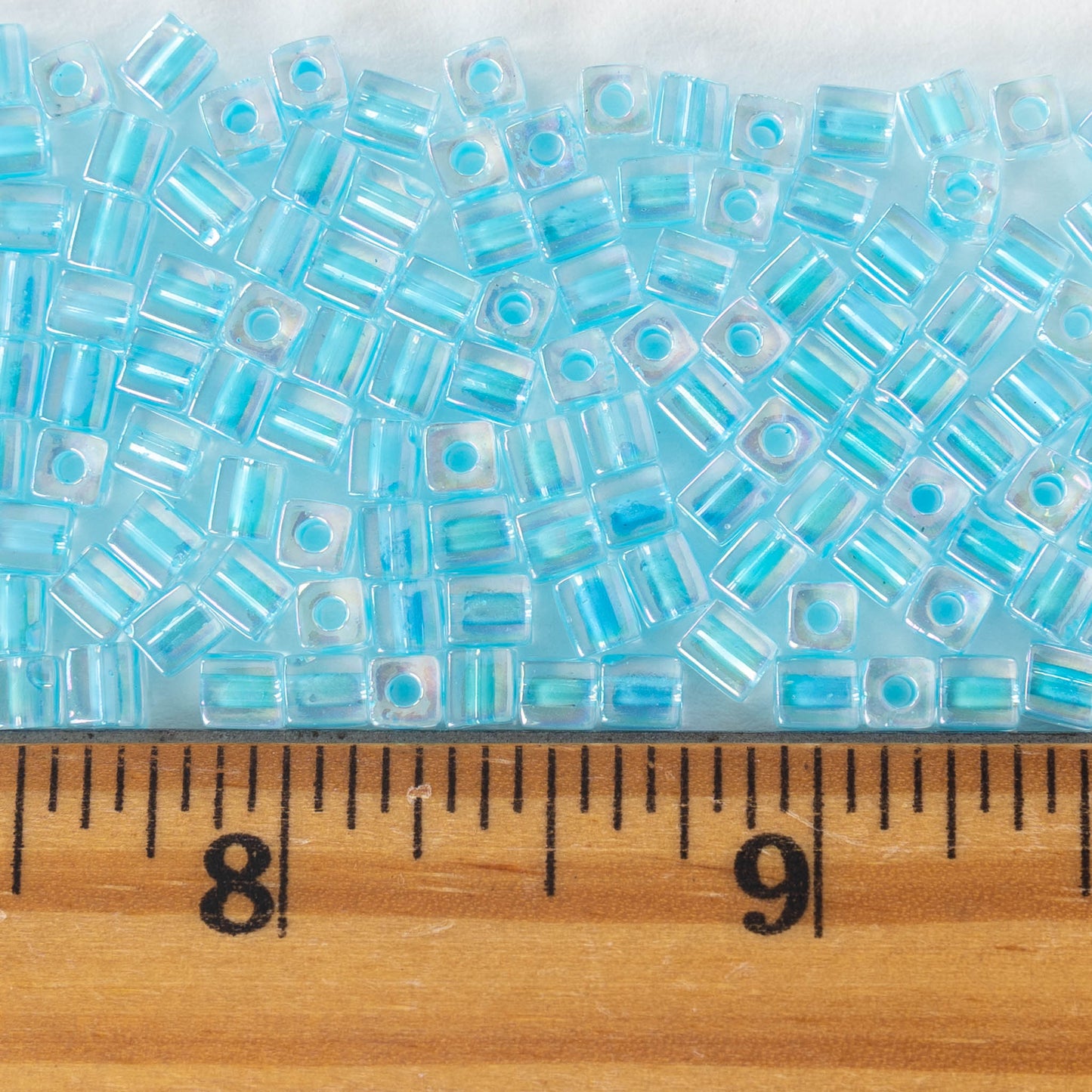 4mm Miyuki Cube Beads  - Aqua Lined Crystal AB - 20 0r 60 grams